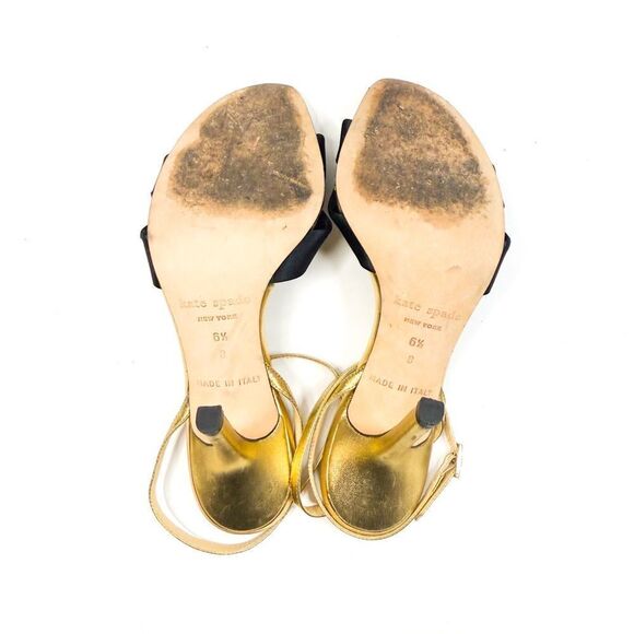 Kate Spade Women’s Gold & Black Bow Heels - Size 6.5 - Made in Italy! - Picture 7 of 9